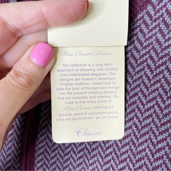 NWT Alan Flusser Quarter Zip Herringbone Knit Sweater Burgundy XL - Picture 10 of 11